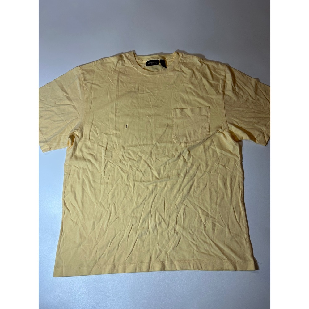 Saddlebred Pocket T-Shirt Mens Large Yellow Fair Cotton Short Sleeve Tee